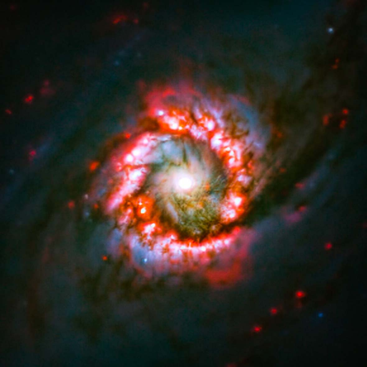 Observatório capta ‘rosa’ de formação estelar ao redor de buraco negro supermassivo