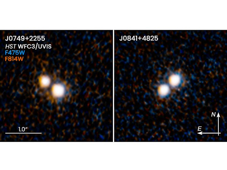 Dois pares de quasares são revelados pelo telescópio espacial Hubble