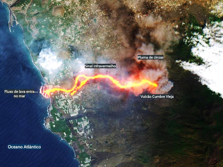 La Palma: erupção do vulcão Cumbre Vieja forma ‘delta de lava’
