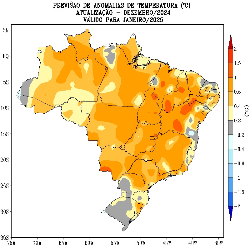 Como fica o clima no Brasil em janeiro? Inmet indica chuvas concentradas no Norte, Nordeste e Sul: temperaturas devem ficar acima da média em grande parte do país, com possibilidade até de calor em excesso
