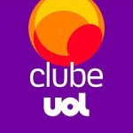 Logotipo do Clube UOL com um fundo roxo e um símbolo colorido composto por círculos.