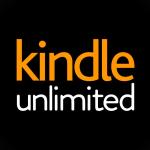 Logotipo do Kindle Unlimited em fundo preto com texto em laranja e branco.