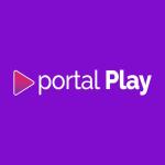 Logotipo do portal Play em fundo roxo, com o texto 'portal Play' e um ícone de reprodução.