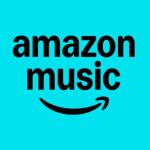 Logotipo do Amazon Music em fundo azul.