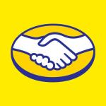 Logotipo de aperto de mãos em um fundo amarelo